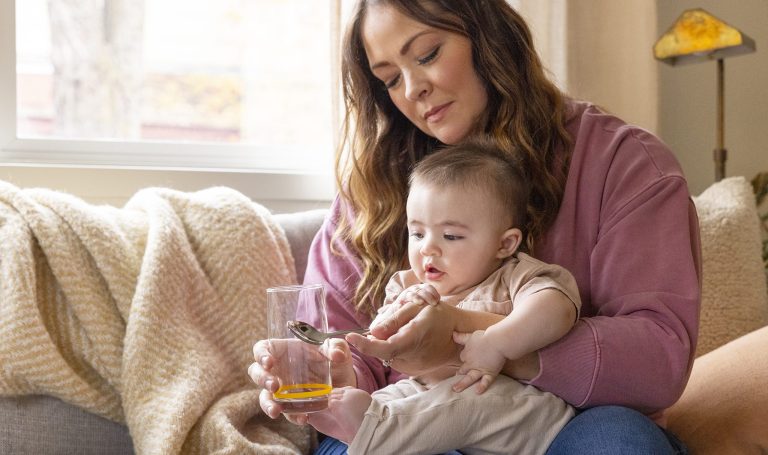 Woman making noises for a baby