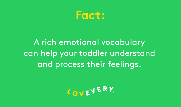Fact: A rich emotional vocabulary can help your toddler understand and process their feelings.
